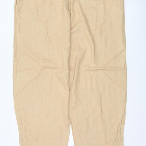 Marks & Spencer Women Beige Size 20 Straight Ankle Grazer Linen Trousers