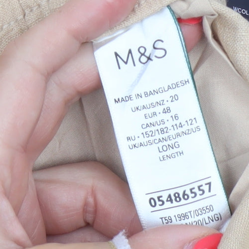 Marks & Spencer Women Beige Size 20 Straight Ankle Grazer Linen Trousers