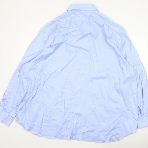 Marks and Spencer Men's Blue 20 Regular Fit Cotton Herringbone Shirt