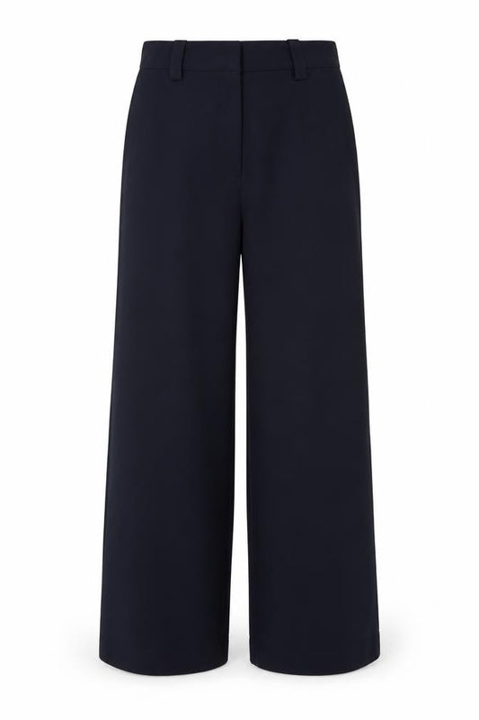 Marks & Spencer Women Blue UK 12 Long Wide Leg High Rise Trousers