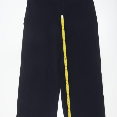 Marks & Spencer Women Blue UK 12 Long Wide Leg High Rise Trousers