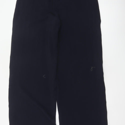 Marks & Spencer Women Blue UK 12 Long Wide Leg High Rise Trousers