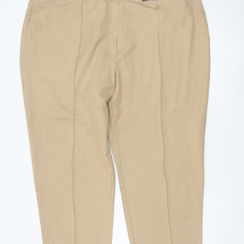 Marks & Spencer Women Beige UK 24 Extra Short Straight High Rise Trousers