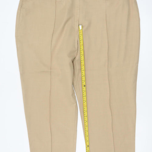 Marks & Spencer Women Beige UK 24 Extra Short Straight High Rise Trousers