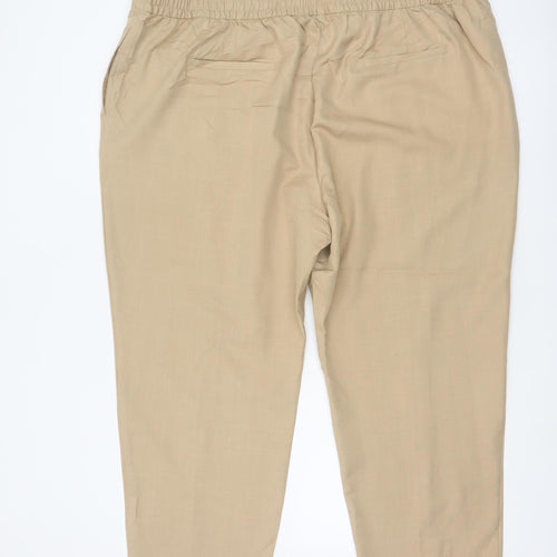 Marks & Spencer Women Beige UK 24 Extra Short Straight High Rise Trousers