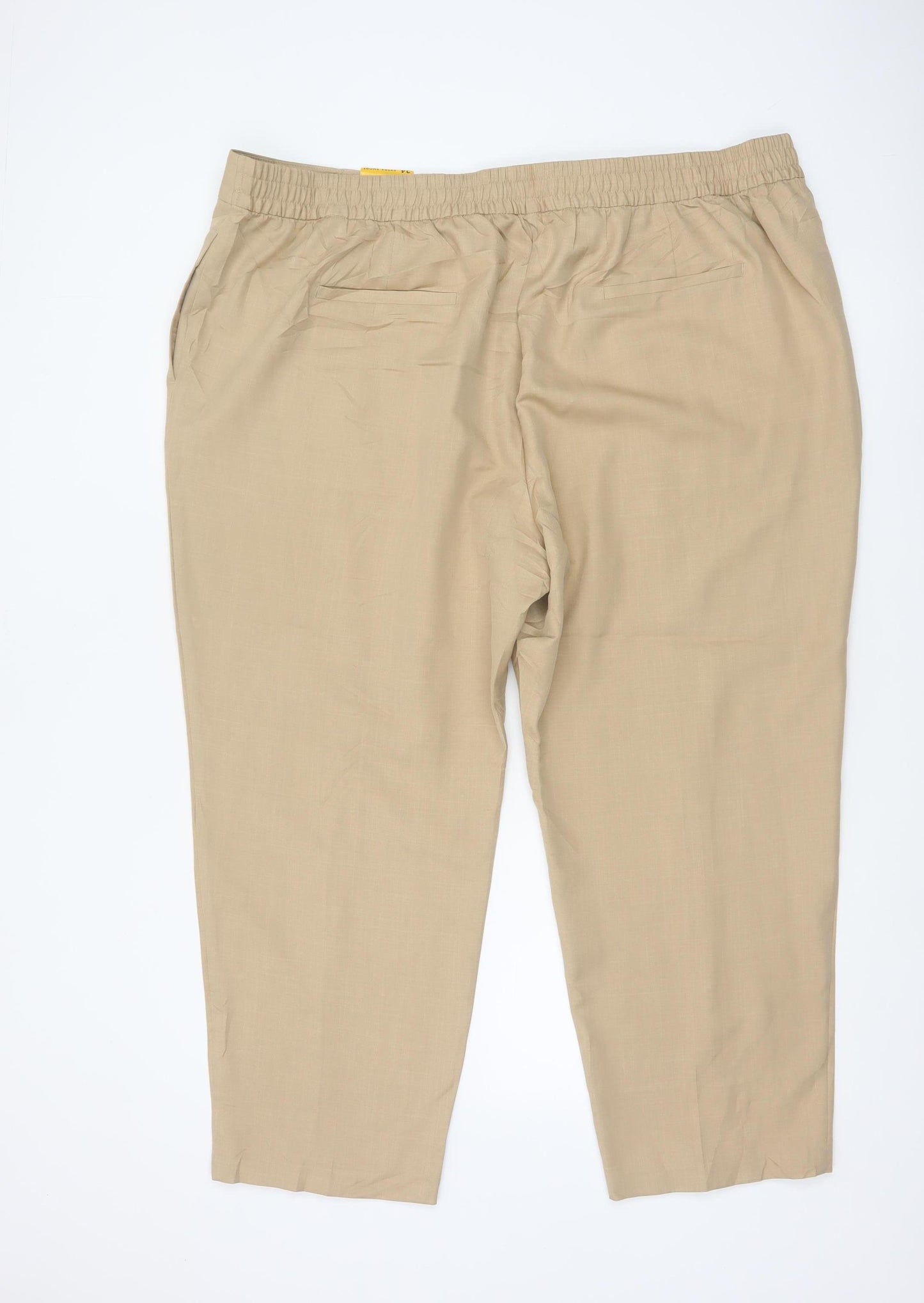 Marks & Spencer Women Beige UK 24 Extra Short Straight High Rise Trousers