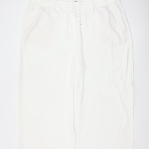 Marks & Spencer Women Ivory UK 22 Wide-Leg Drawstring Trousers