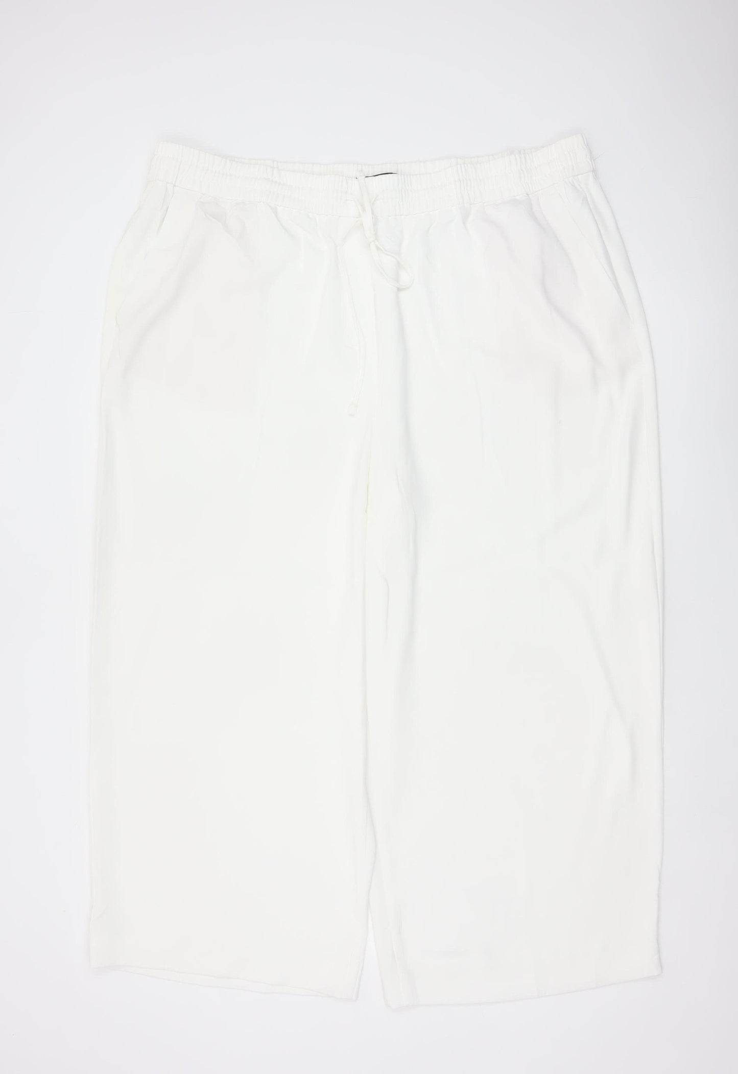 Marks & Spencer Women Ivory UK 22 Wide-Leg Drawstring Trousers