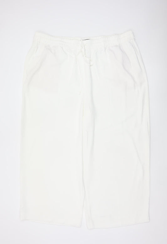 Marks & Spencer Women Ivory UK 22 Wide-Leg Drawstring Trousers