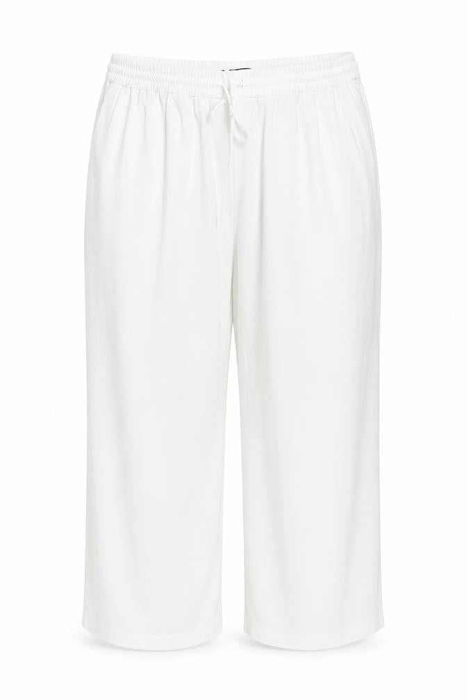 Front view of Marks & Spencer Women Ivory UK 22 Wide-Leg Drawstring Trousers