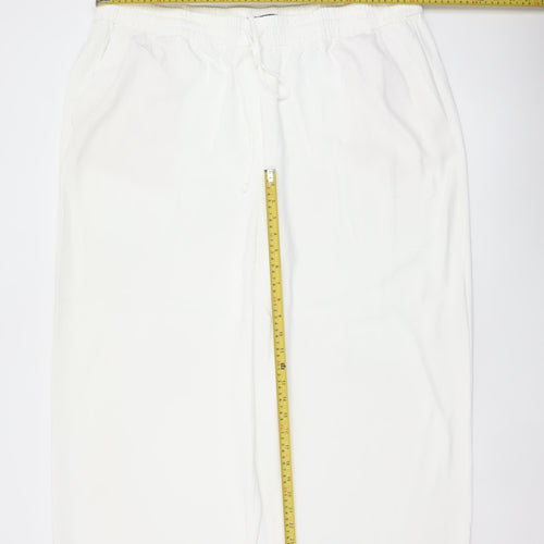 Marks & Spencer Women Ivory UK 22 Wide-Leg Drawstring Trousers