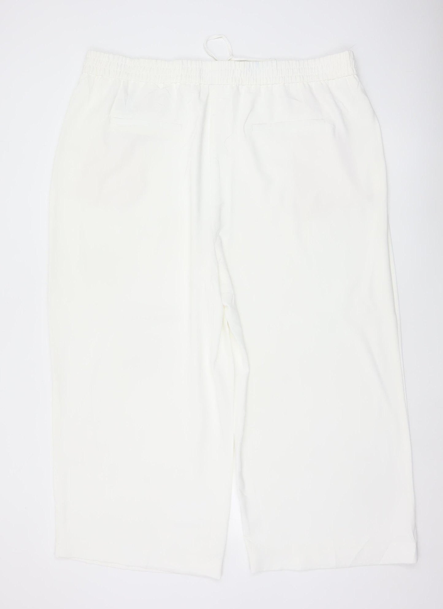 Marks & Spencer Women Ivory UK 22 Wide-Leg Drawstring Trousers