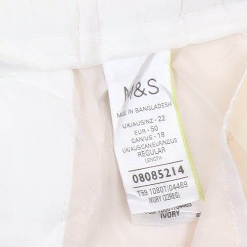Marks & Spencer Women Ivory UK 22 Wide-Leg Drawstring Trousers