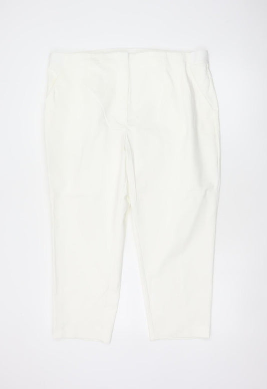 Marks & Spencer Women Ivory UK 20 Short Tapered Chino Trousers