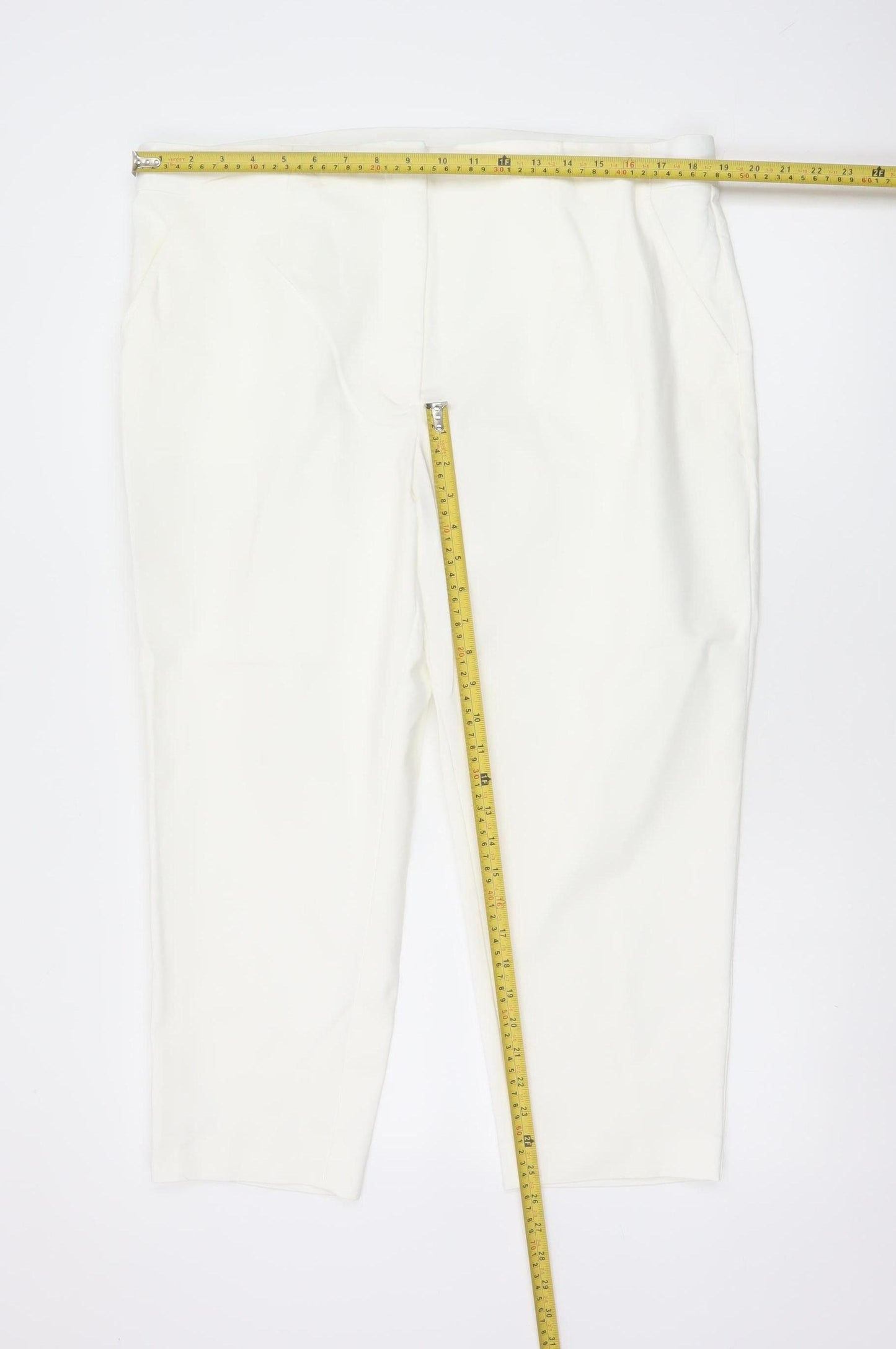 Marks & Spencer Women Ivory UK 20 Short Tapered Chino Trousers