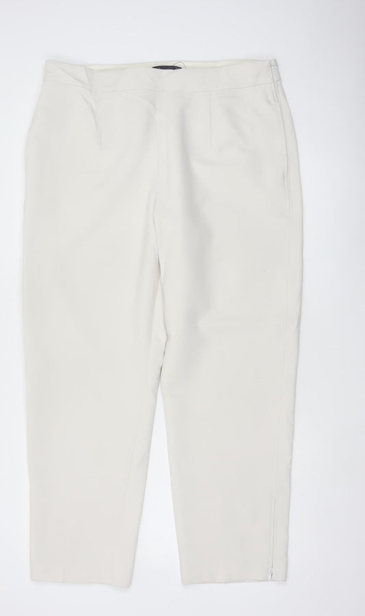 M&S Women Ivory UK 18 Regular Straight Leg Tailored Dress Trousers