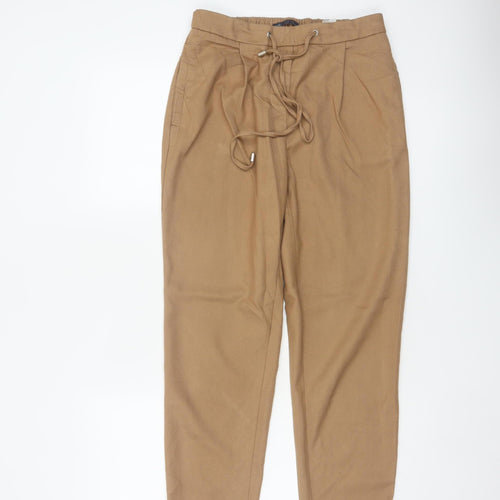 Marks & Spencer Women's Camel UK 10 Tapered Drawstring Jogger Trousers
