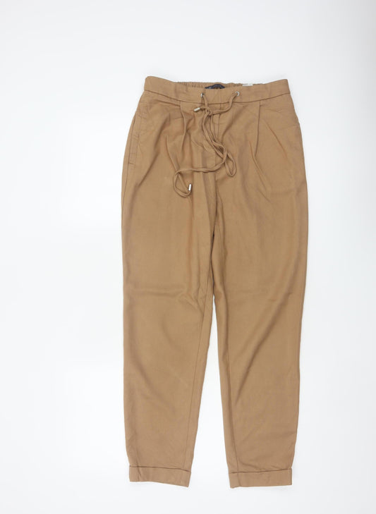 Marks & Spencer Women's Camel UK 10 Tapered Drawstring Jogger Trousers
