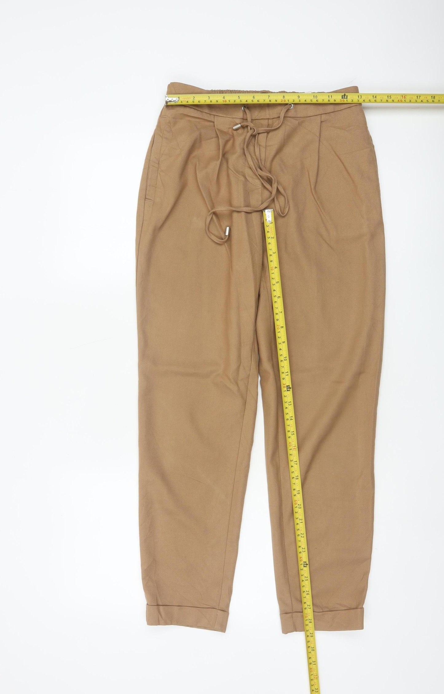 Marks & Spencer Women's Camel UK 10 Tapered Drawstring Jogger Trousers