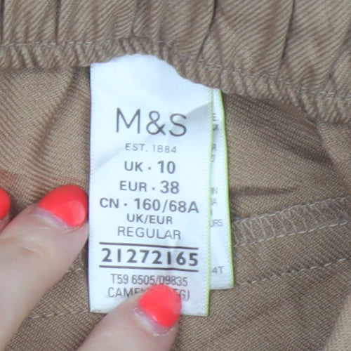 Marks & Spencer Women's Camel UK 10 Tapered Drawstring Jogger Trousers