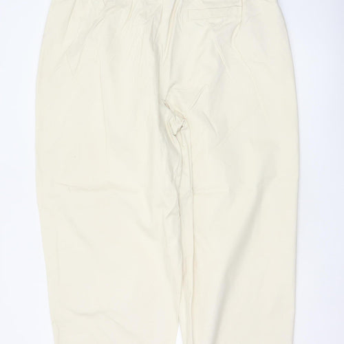 Marks and Spencer Women Ivory Size 22 Regular Cotton Tapered Trousers