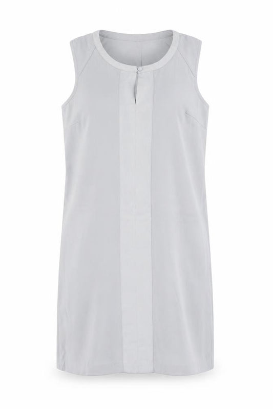 Front view of Next Petites Women Grey UK 8 Sleeveless Tunic Blouse Round Neck