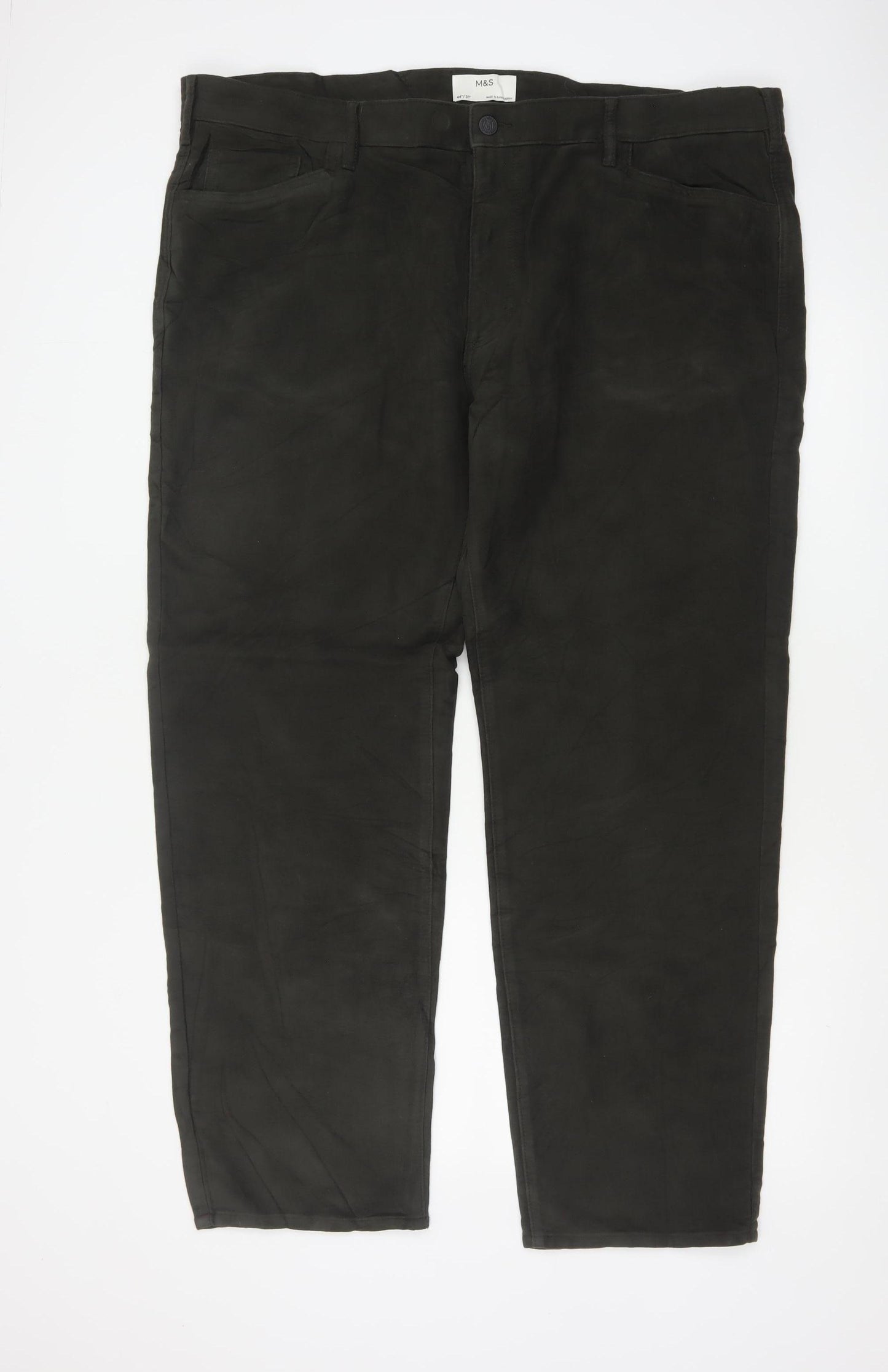 Marks & Spencer Men’s Black 44in 31in Straight Cotton Trousers