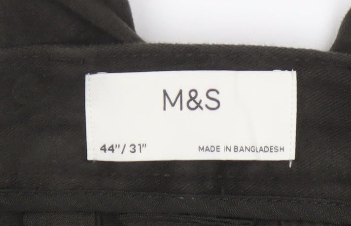 Marks & Spencer Men’s Black 44in 31in Straight Cotton Trousers