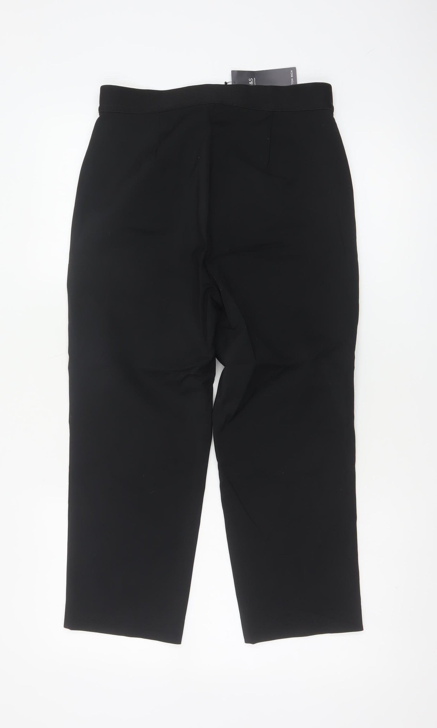 M&S Women’s Black UK 10 Slim High Rise Cropped Tailored Trousers