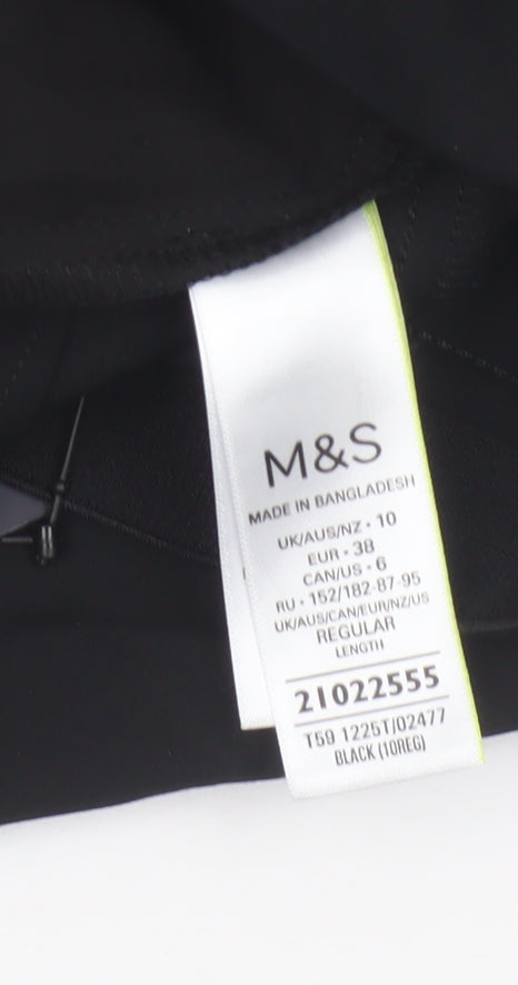 M&S Women’s Black UK 10 Slim High Rise Cropped Tailored Trousers