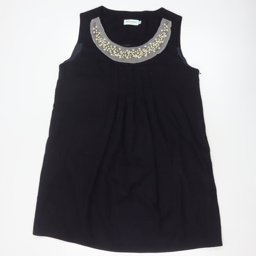 Almost Famous Women Black UK 14 A-Line Beaded Wool Blend Party Dress