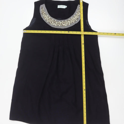 Almost Famous Women Black UK 14 A-Line Beaded Wool Blend Party Dress