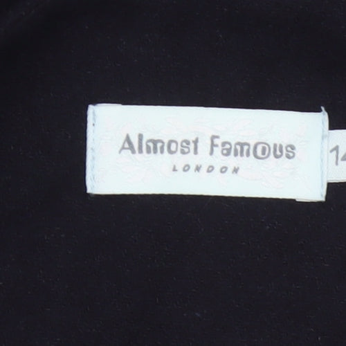 Almost Famous Women Black UK 14 A-Line Beaded Wool Blend Party Dress