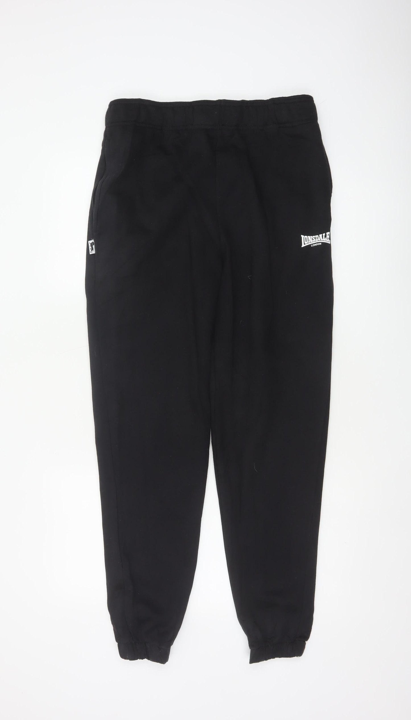 Lonsdale Men’s Black M Logo Cuffed Elastic Waist Jogger Sweatpants