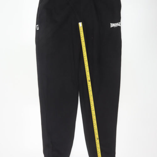 Lonsdale Men’s Black M Logo Cuffed Elastic Waist Jogger Sweatpants