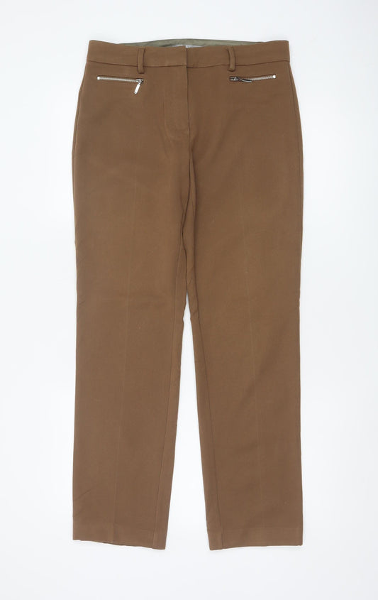 Marks & Spencer Women Brown UK 10 Straight Tailored Dress Trousers