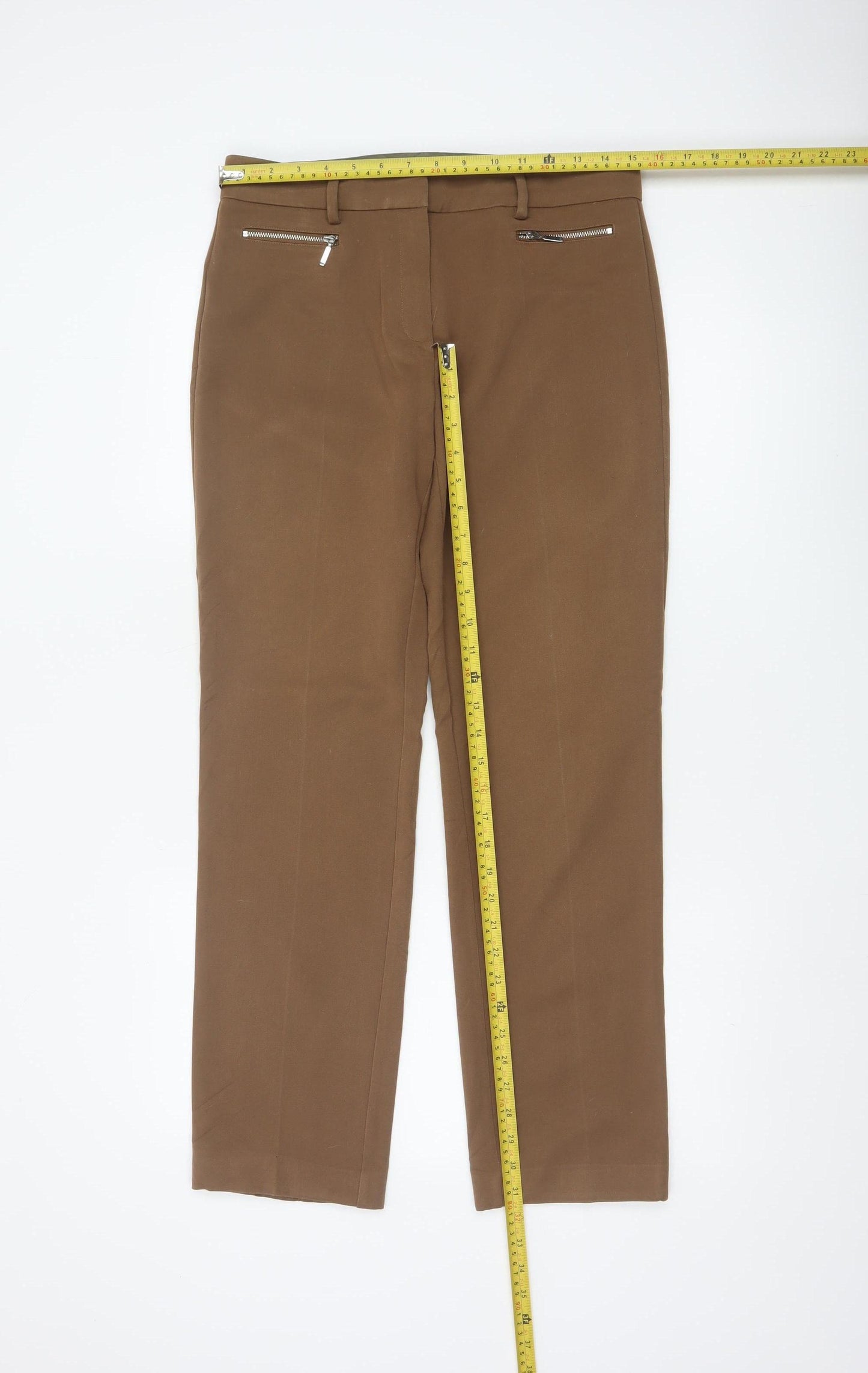 Marks & Spencer Women Brown UK 10 Straight Tailored Dress Trousers