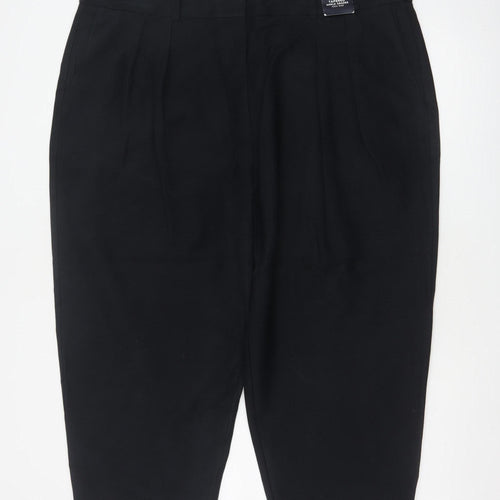 M&S Women Black Size 22 Short Tapered Ankle Grazer High Rise Trousers