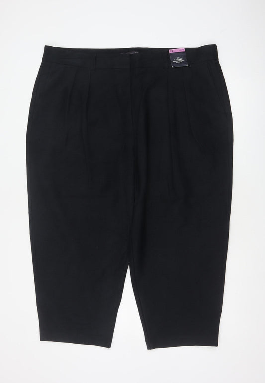 M&S Women Black Size 22 Short Tapered Ankle Grazer High Rise Trousers