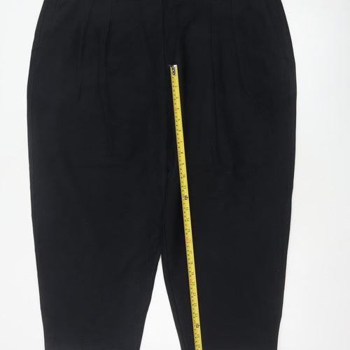 M&S Women Black Size 22 Short Tapered Ankle Grazer High Rise Trousers