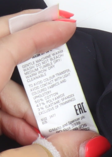 Marks and Spencer Women Black UK 10 Straight Tailored Dress Trousers