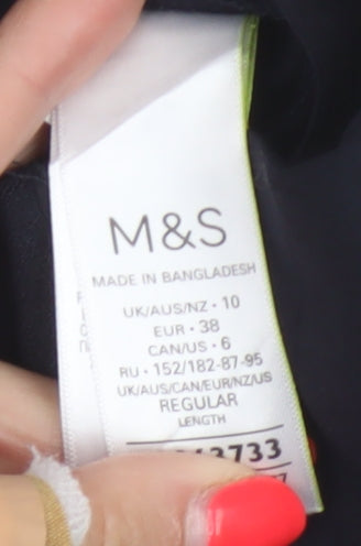Marks and Spencer Women Black UK 10 Straight Tailored Dress Trousers