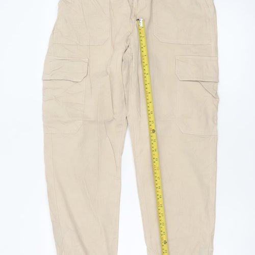 365 Women’s Beige Size 14 Cotton Stretch Cargo Jogger Trousers