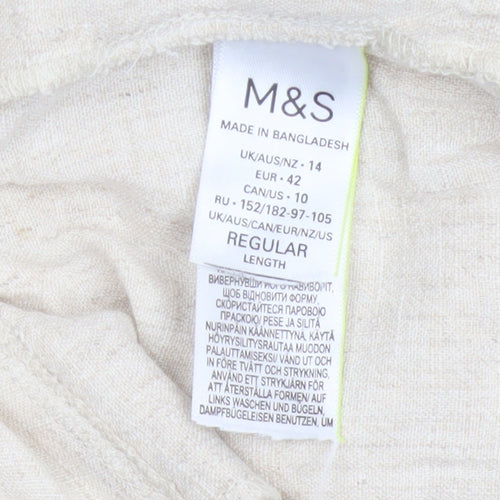 M&S Womens Ivory UK 14 Paperbag Tie Waist Tapered Viscose Trousers
