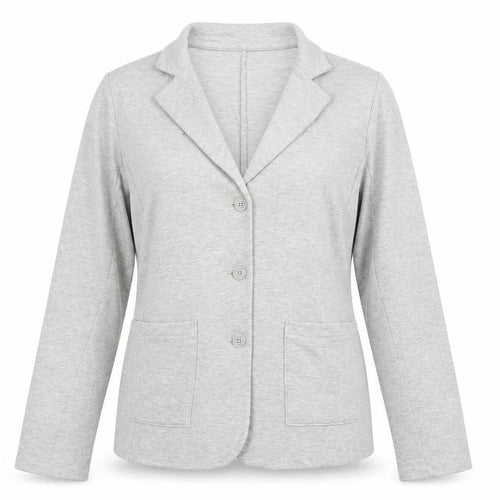 Tahari Women Grey L Knit 3 Button Notch Lapel Blazer Jacket