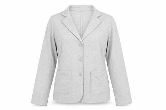 Tahari Women Grey L Knit 3 Button Notch Lapel Blazer Jacket