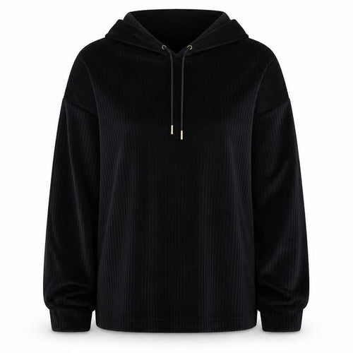 Marks & Spencer Women Black L Hooded Ribbed Velour Pyjama Lounge Top