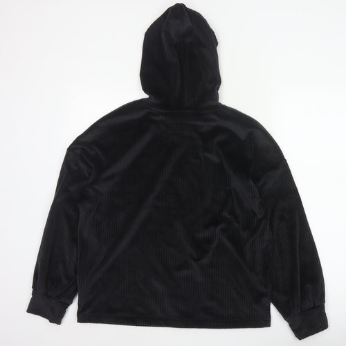 Marks and Spencer Women Black L Hooded Ribbed Velour Pyjama Lounge Top