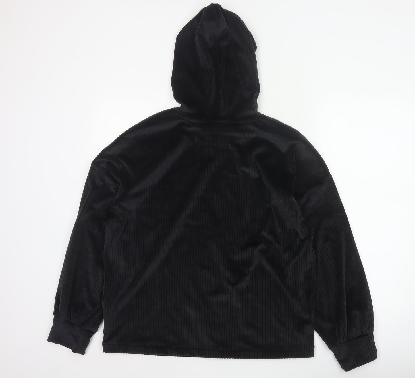 Marks and Spencer Women Black L Hooded Ribbed Velour Pyjama Lounge Top