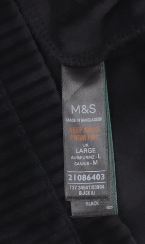 Marks and Spencer Women Black L Hooded Ribbed Velour Pyjama Lounge Top
